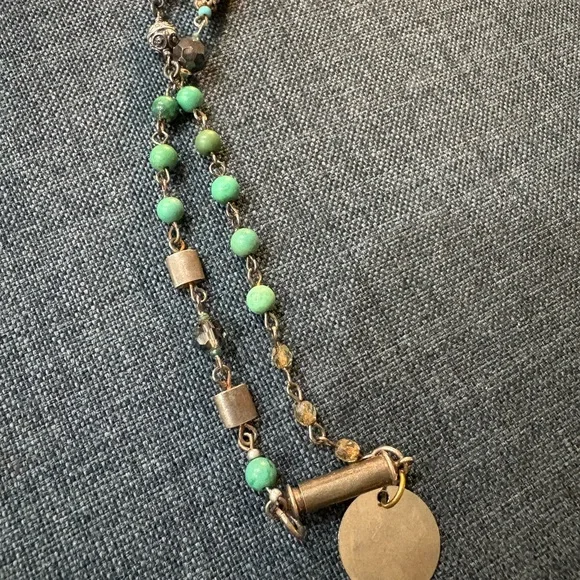 Turquoise & Silver Long Beaded Necklace + Bracelet - Picture 8 of 16